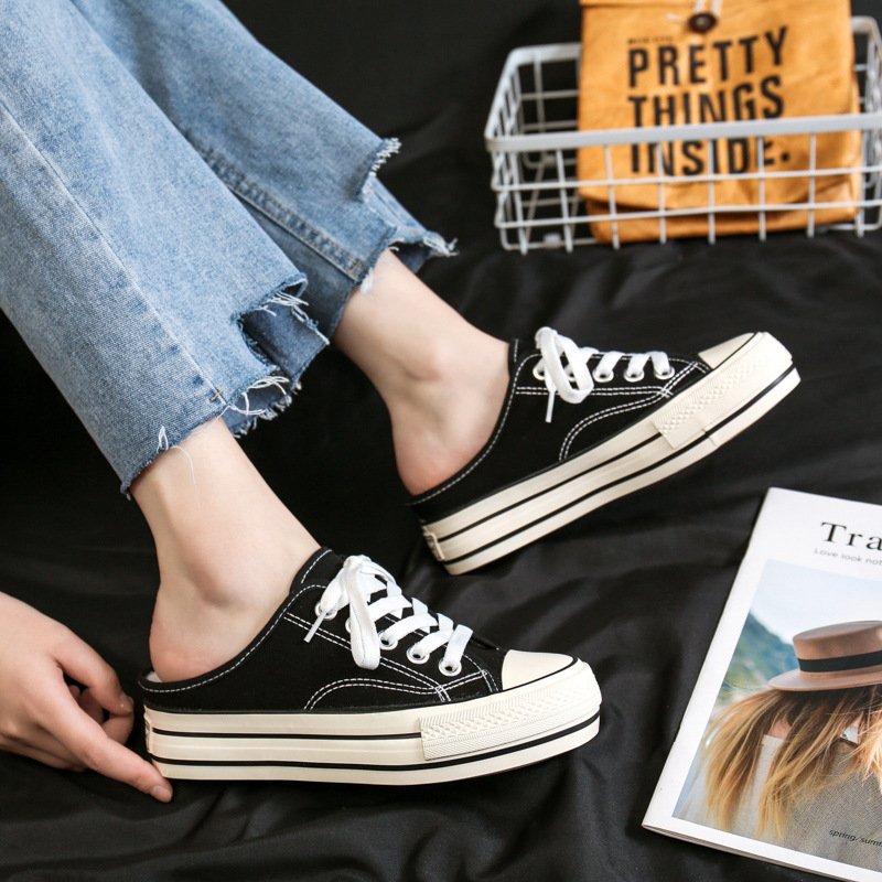 Picture of Half-drag heightening canvas shoes women's shoes 2023 new spring and summer versatile muffin thick-soled heightening half-drag skate shoes