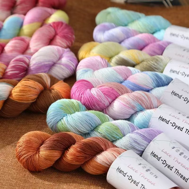 Duan dyed hand dyed gradient lace thread silk cotton diy crochet hand woven baby thread summer thread short sleeve super soft