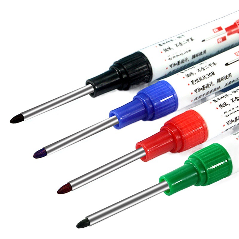 Long Head Marking Pen 32mm Deep Hole Woodworking Punch Tile Marking Pen Ink Oil-based Quick-drying Waterproof No Falling