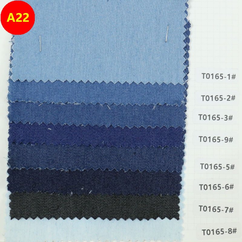 Color card A22-T0165 16 * 150D elastic washed denim fabric 5.6oz spring and summer thin jeans fabric
