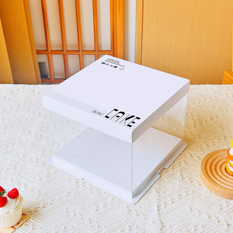 Translucent three-in-one plastic cake box 6/8 inch birthday gift flower box 6/8/inch packing box