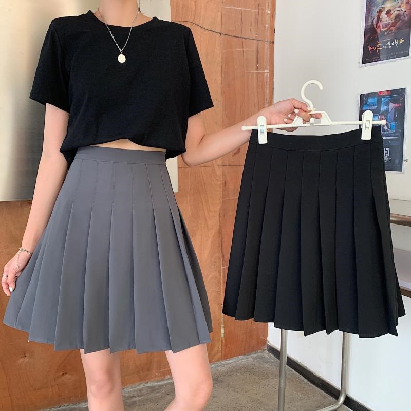 Pleated skirt women's summer A- line skirt New jk cover slimming high waist fat m casual all-match small skirt