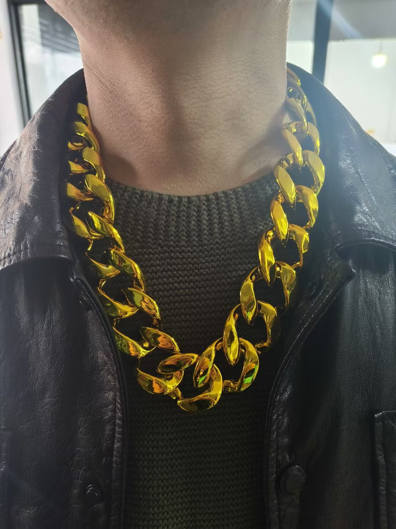 Picture of Hip Hop Simulation Big Gold Chain Men's Gold Plastic Necklace Performance Props Social Super Thick Exaggerated Gold Necklace