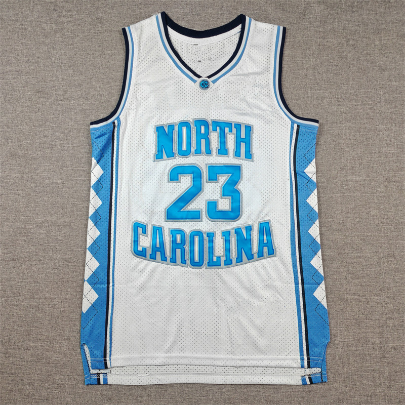 Embroidered Basketball Suit North Carolina 23 Jordan White University Jersey northcarolina basketballjersey