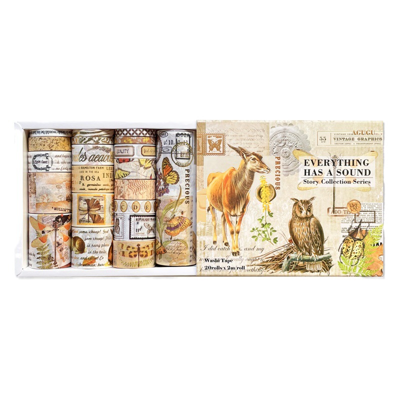 Agugu Story Collection Hot Stamping Washi Tape DIY Decorative Material Sticker Ins Retro Pocket Tape Set