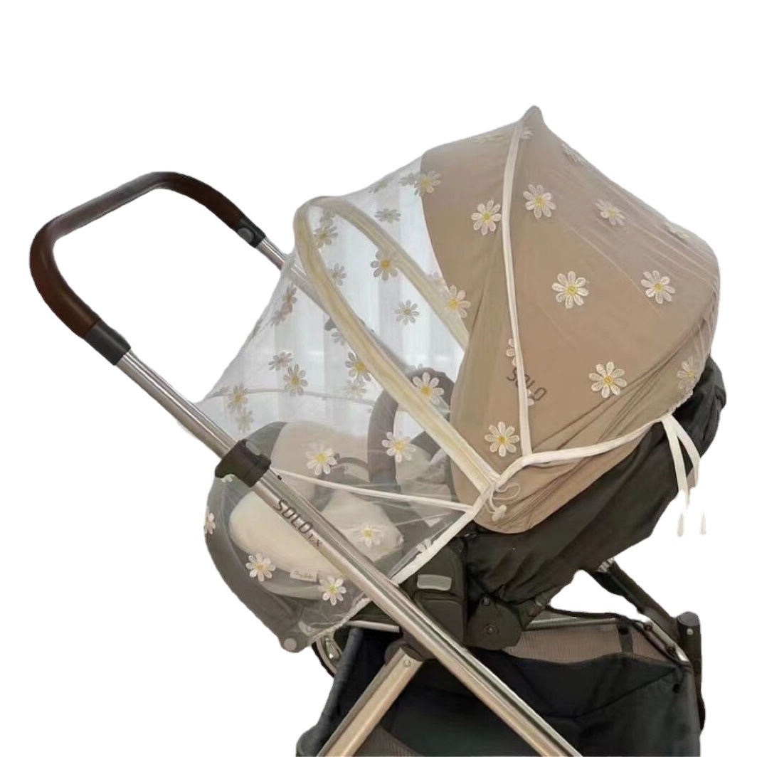 Picture of Wholesale ins stroller mosquito net Daisy embroidery full cover universal baby trolley summer mosquito cover breathable