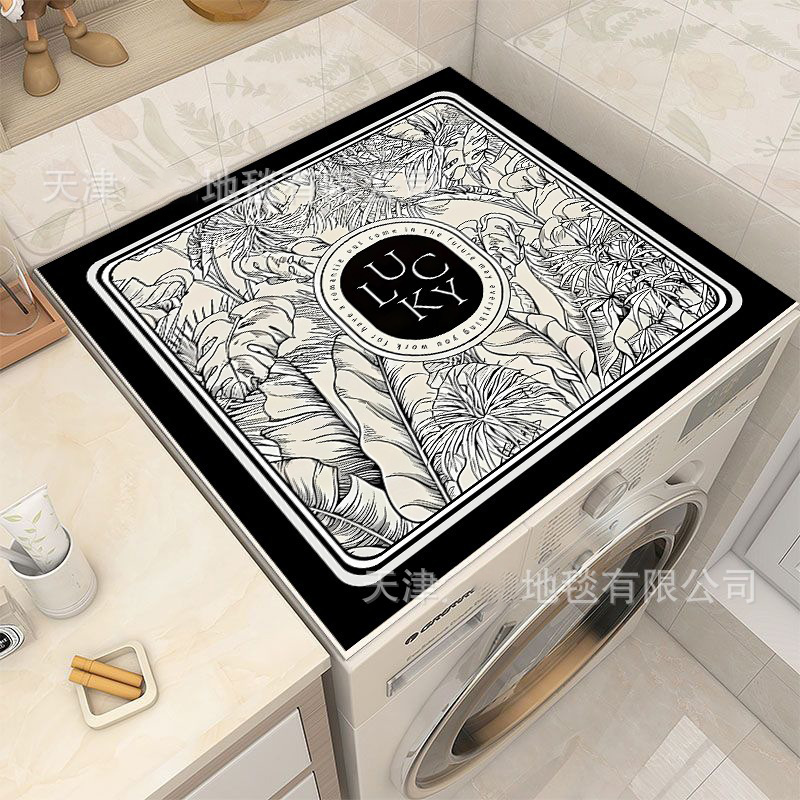 Picture of Drum washing machine cover pad flower diatom mud absorbent draining pad American pastoral style refrigerator microwave oven dust pad