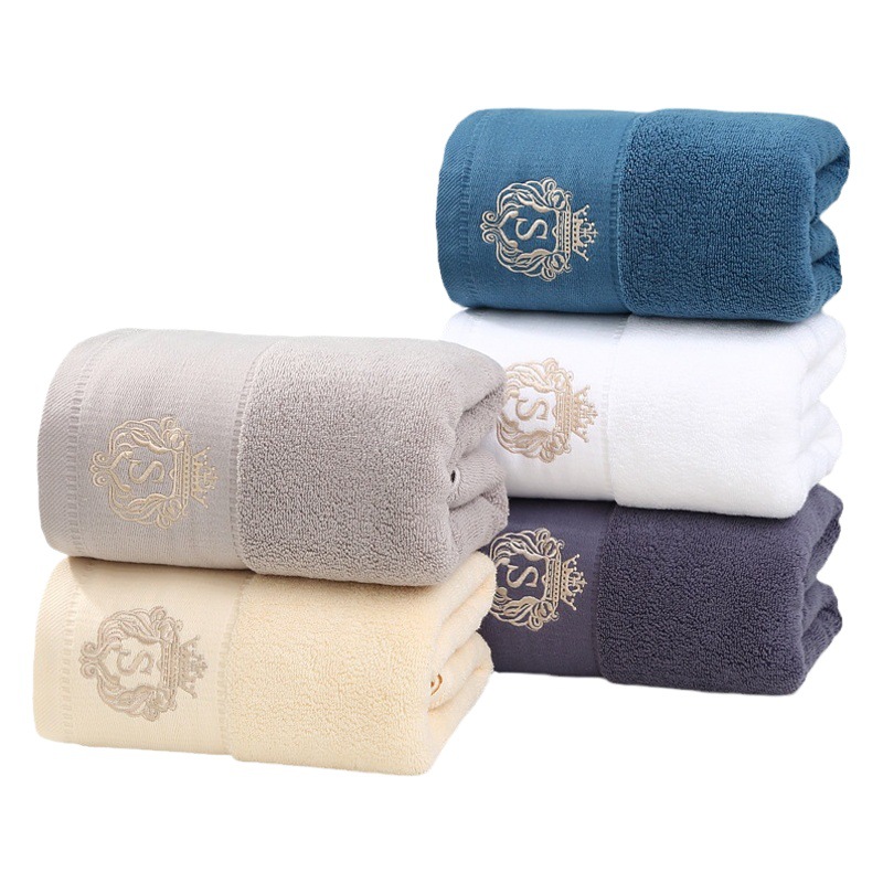 Business gifts towel wholesale cotton thickened foreign trade adult bath towel household do not drop hair embroidery logo custom