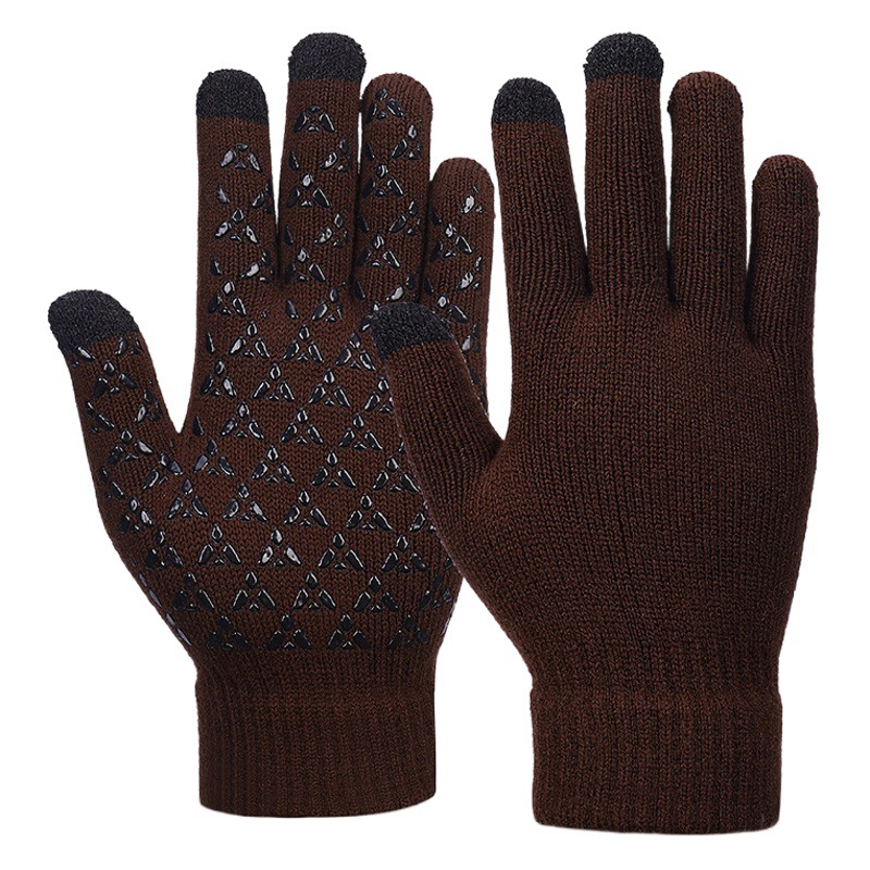 Cross-Border Direct Supply of Winter Warm Velvet Gloves for Men and Women, European and American Large Size Woolen Thickeneded Knitted Touch Screen Gloves