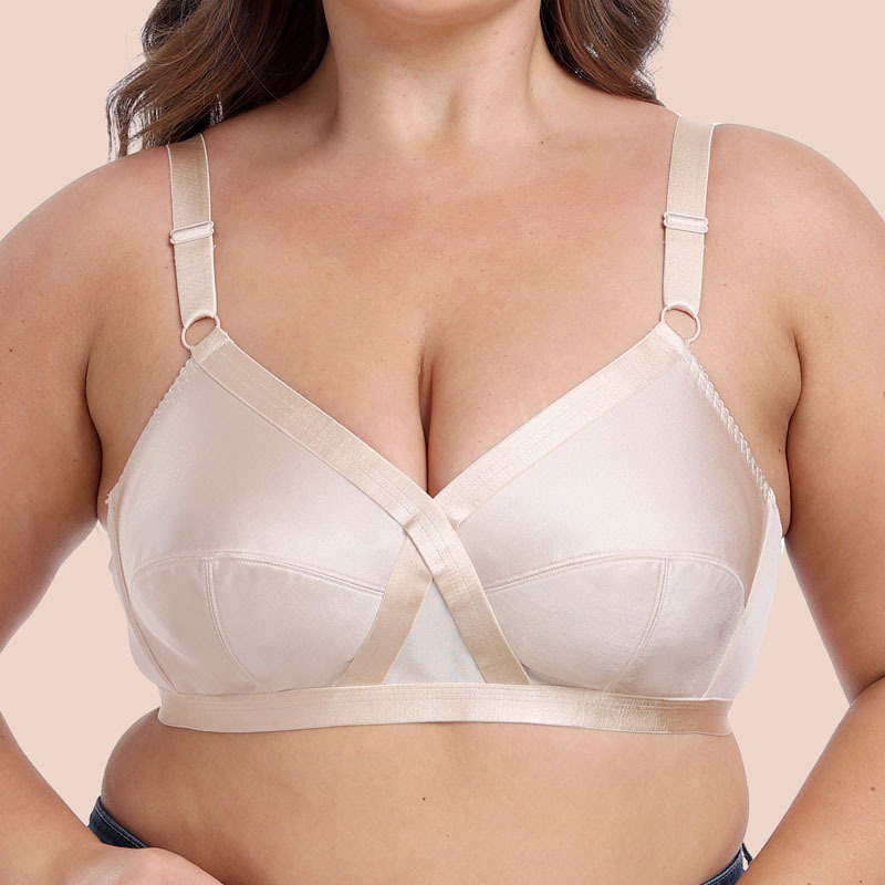 Satin ultra-thin plus size bra without steel ring European and American foreign trade underwear bra women 80BCDEFG-120BCDEEEFG