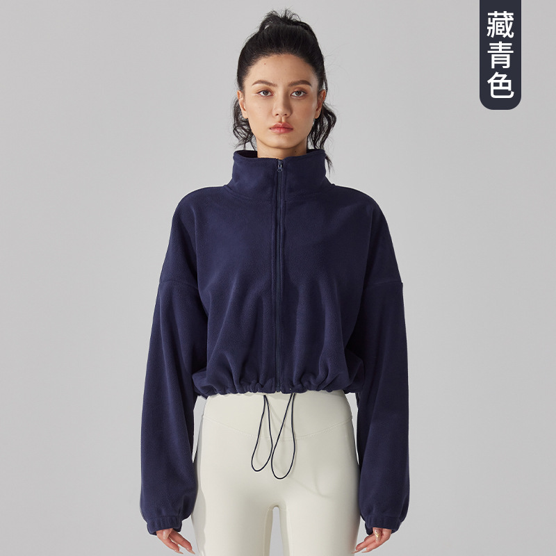 Picture of European and American Lamb Fleece Sports Coat Women's Autumn and Winter fleece-lined Thickened Collar Fleece Coat Fitness Casual Fleece Top