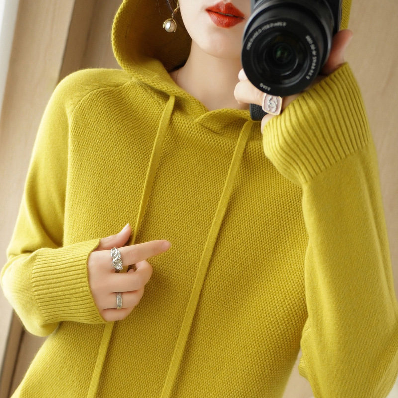 Picture of Hooded Sweater Women's Spring and Autumn 2025 New Hoodie Base Shirt Inner Knitted Shirt Casual plus size Hooded Sweater Women