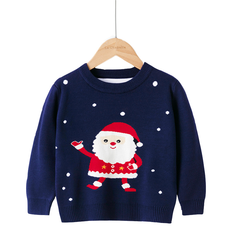 Picture of Factory wholesale boys' cartoon bottoming pullover girls' round neck Christmas sweater children's Korean-style European and American children's clothing