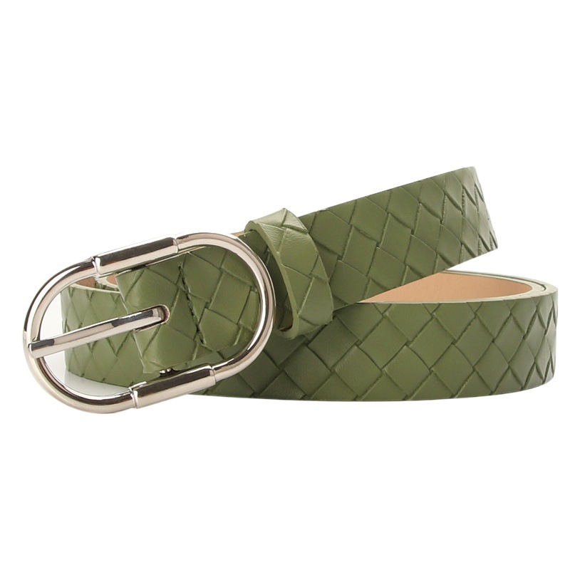 Personality Knitted PU Fashion All-match Women's Alloy Pin Buckle Belt Decorative Clothes Skirt Fashion Trend Belt