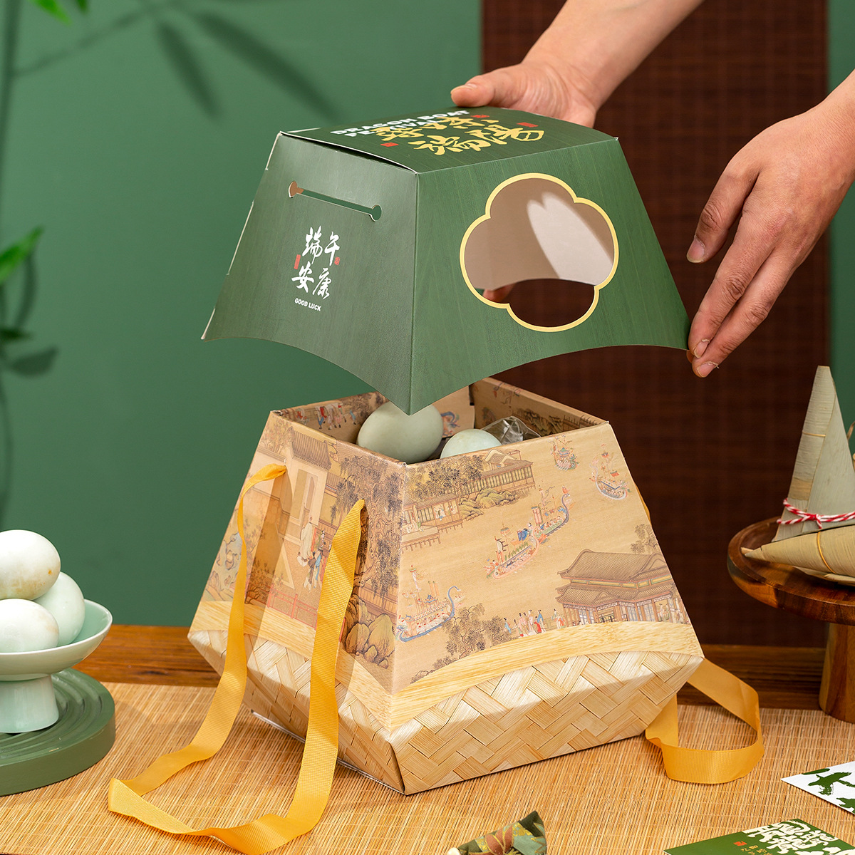 Dragon Boat Festival Zongzi Gift Box Corrugated Box Large Capacity Chinese Gift Packaging Local Specialty Salted Duck Egg Empty Box Dragon Boat Festival Limited Edition