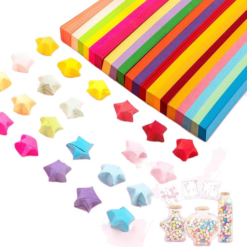 Picture of Star Origami Strips Colorfulful Wishing Five-Star Lucky Star Art Kidsren's Birthday Foldableing Handmade Gifts Summer Vacation Colored Paper