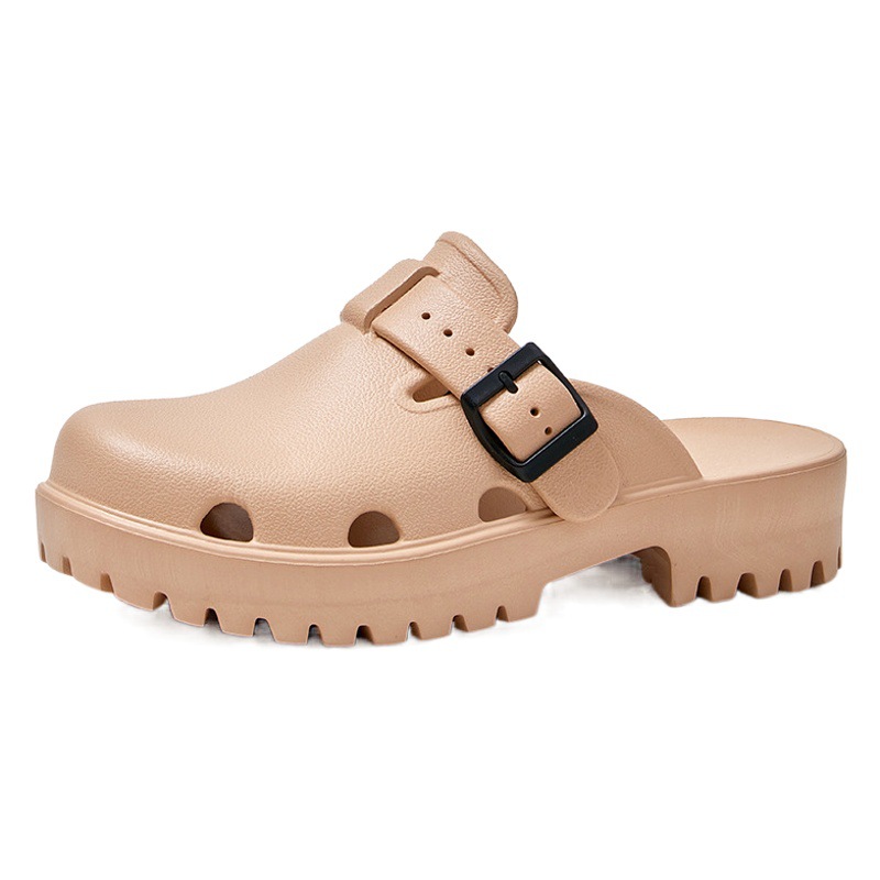 Cross-border Same Style Baotou Thick Bottom Half Slippers 2025 Summer New Fashionable Casual Home Wearing All-match Beach Slippers