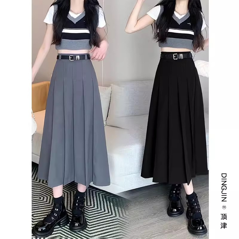 T-Shirt Coat JK Uniform Shirt A- Line Half Skirt dress Pleated Skirt Women Autumn Winter Spring Summer Two-piece Dress