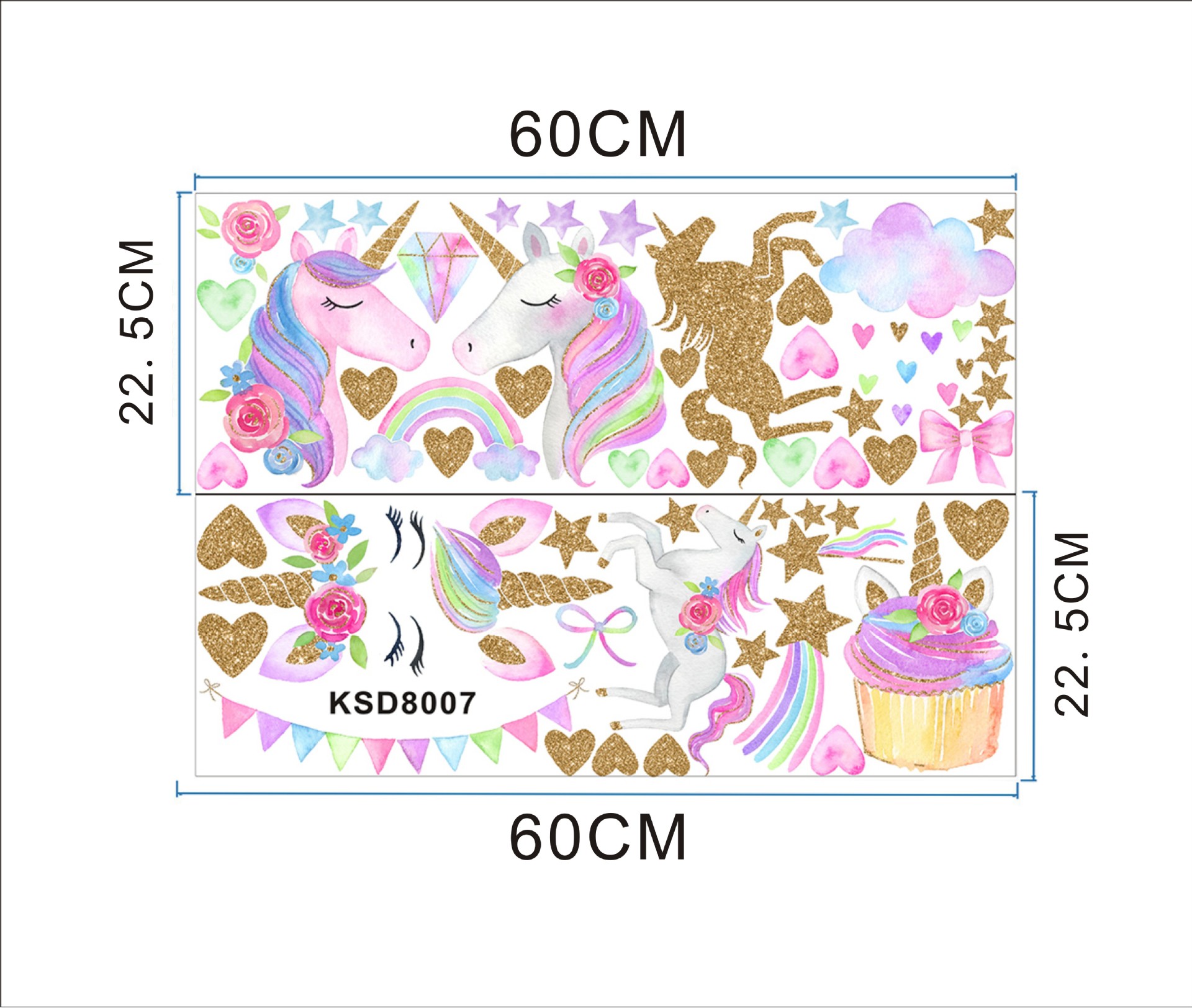 Picture of Kunshang Cross-border New Golden Unicorn Wall Stickers Cross-border Source Living Room Bedroom Children's Room Decorative Painting KS6629