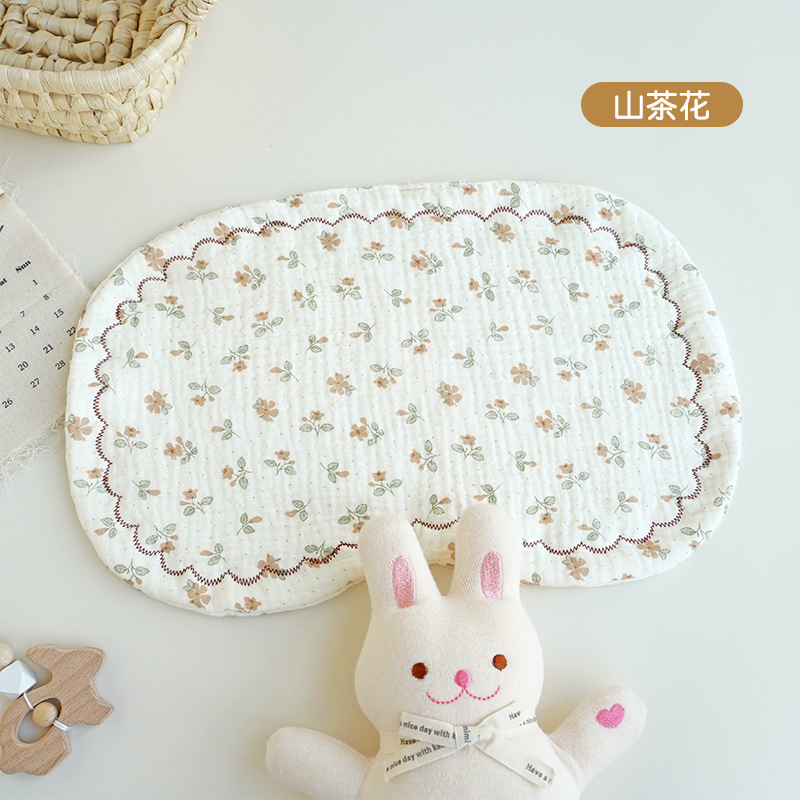 Picture of Sweat-Absorbent and Non-Stuffy Cartoon Kidsren's Pillow, Soft and Breathable Eight-Layer Gauze Baby Pillow, Cloud Pillow, Newborn Category a