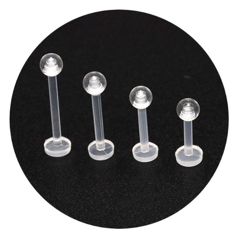 Acrylic lip nail human body perforated transparent eyebrow nail jewelry lip decoration flat bottom lip nail e-commerce nose nail wholesale