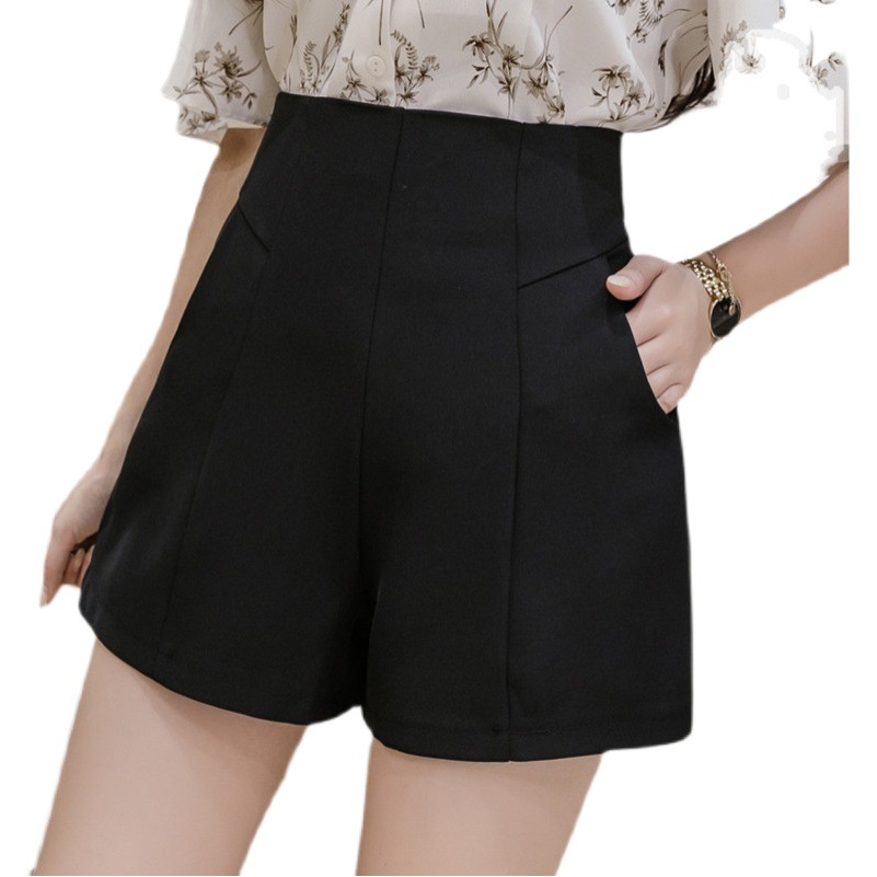 Summer Black Suit Shorts for Women, High-Waisted, Autum, Loose, Slim, Wide-Legged, Thin Outer Wear, Boot Pants, Little Fairy