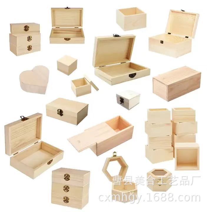 Factory Wholesale Square Solid Wood Storage Box Pull-Out Lid Wooden Tea Pastry Gift Box Multi-Style Packaging Wooden Box