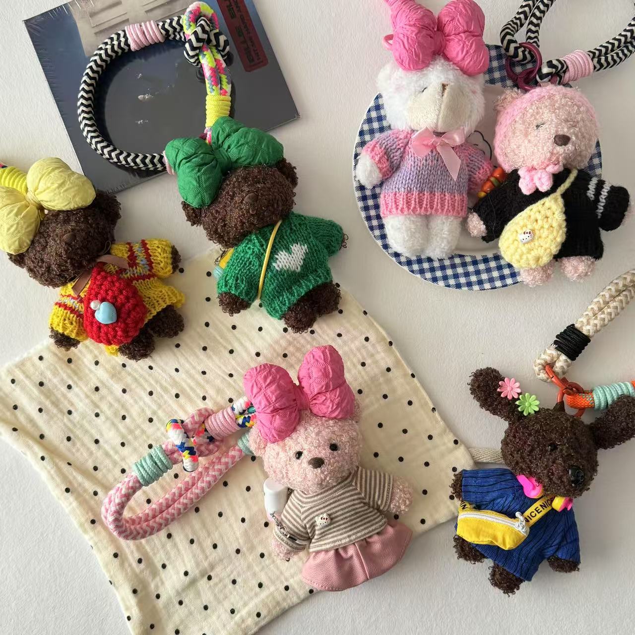 Korean Style Doll Keychain Woven Nylon Hand Rope Girl Cyber Popular Mobile Phone Case Cartoon All-match Cute Bag Hanging