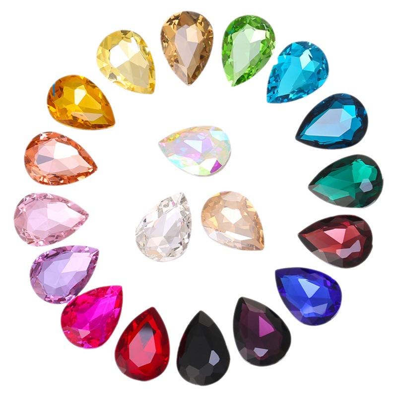 Water Drop Tip Special-Shaped Diamond Real Silver Plated Glass Rhinestone Luggage Hair Accessories Clothing Jewelry Accessories Pointed Bottom Water Drop Diamond