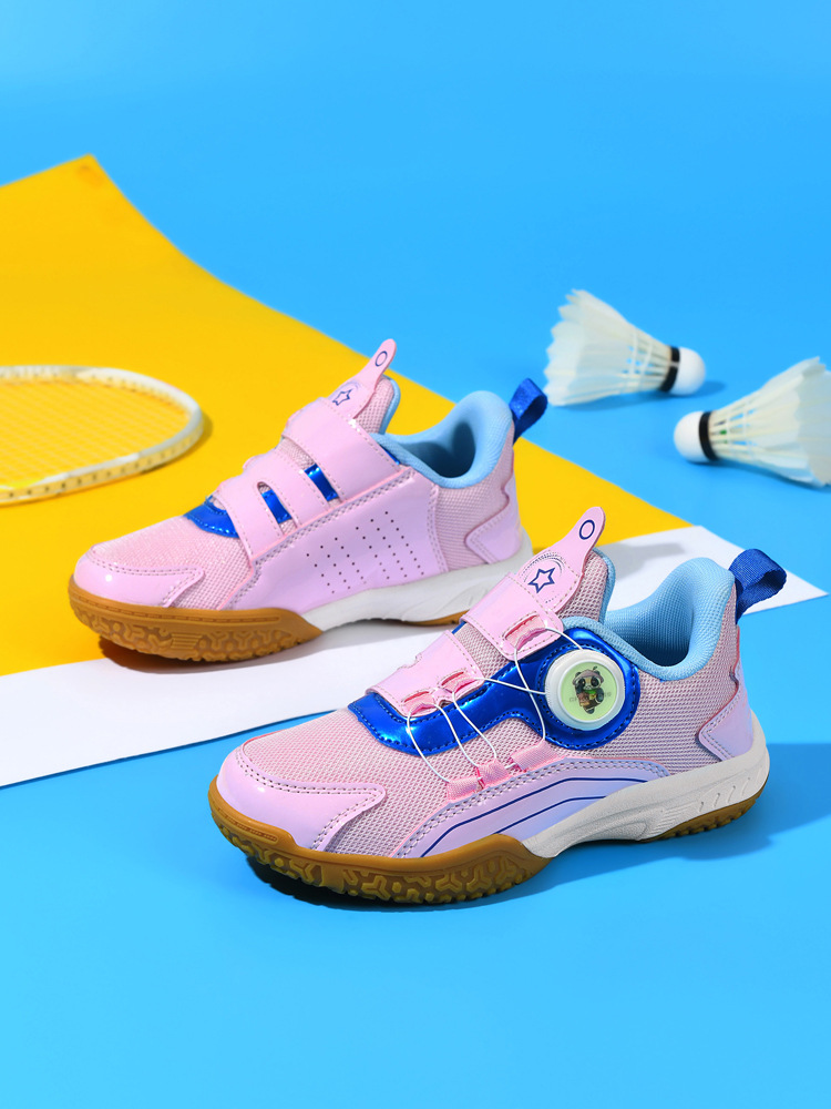2025 spring new children's double net breathable table tennis training shoes sneaker casual badminton shoes girls lightweight