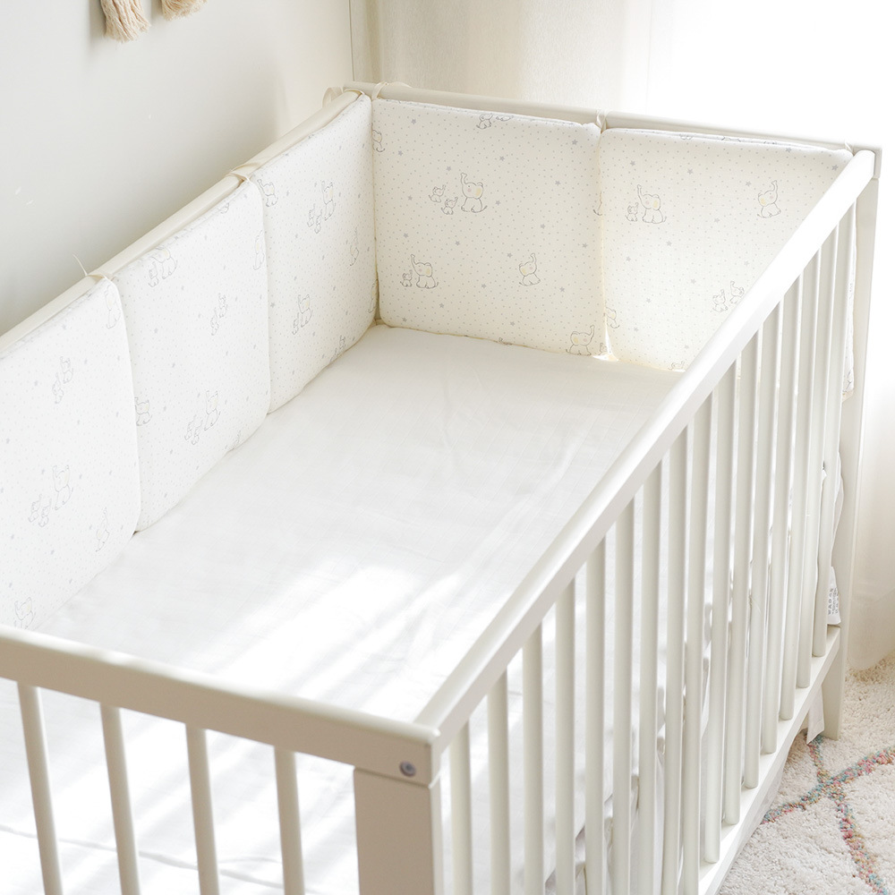 Baby Bed Baby Bedding Kit Pure Cotton Anti-collision Gauze White Baby Elephant 30*30 Whole Wash