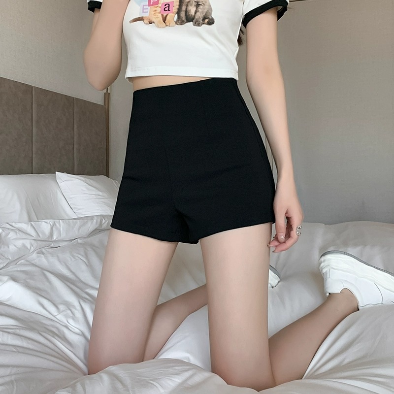 High waist shorts for women 2023 new autumn bottoming black suit American hot girl slimming outer wear autumn and winter hot pants