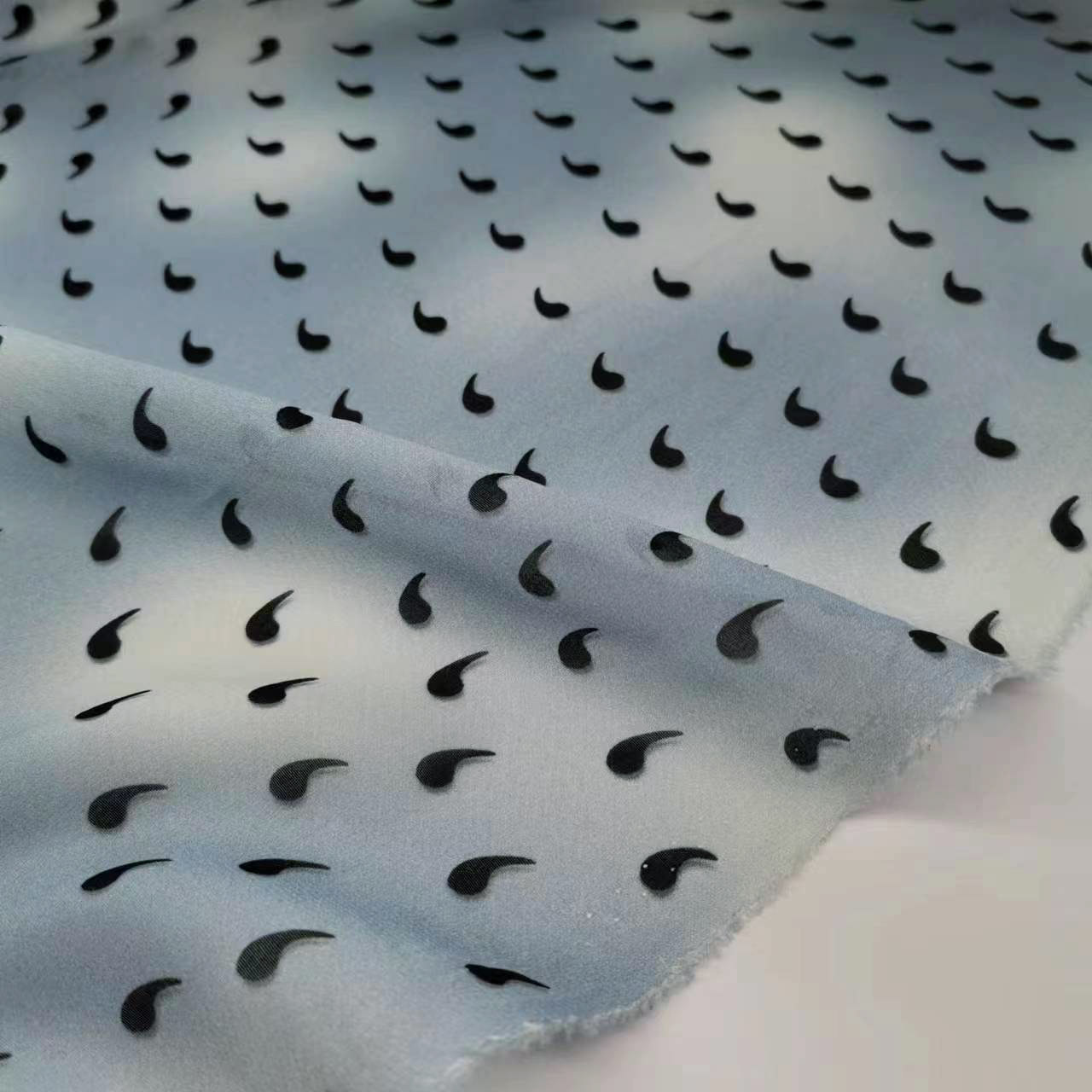 Denim Blue Gradient 9mm Mulberry Silk Stretch Georgette Fabric Wide Fashion Skirt Silk Fabric