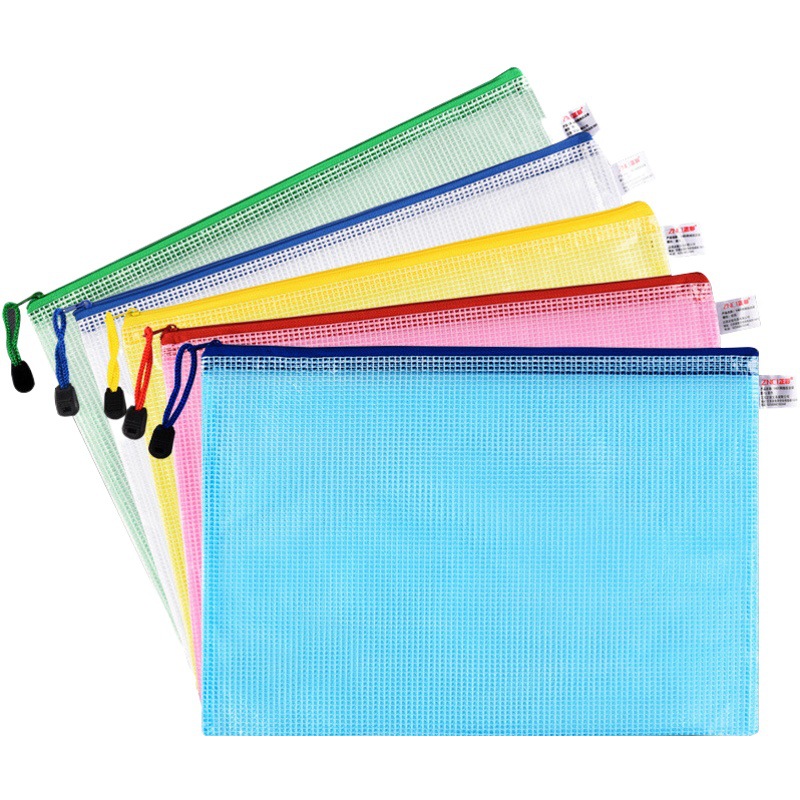 A4A5A6 Grid Zipper File Bag Waterproof File Information Bag Bill Bag Student Learning Office Storage Supplies