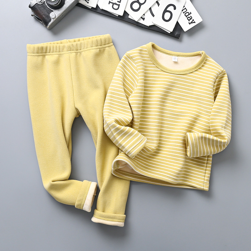 Picture of Children's Thermal Underwear Children's Wear Fleece-lined Thickened Suit Boys' Autumn Clothes Long Trousers Girls' Winter Clothes Base Two-piece Fashionable Suit