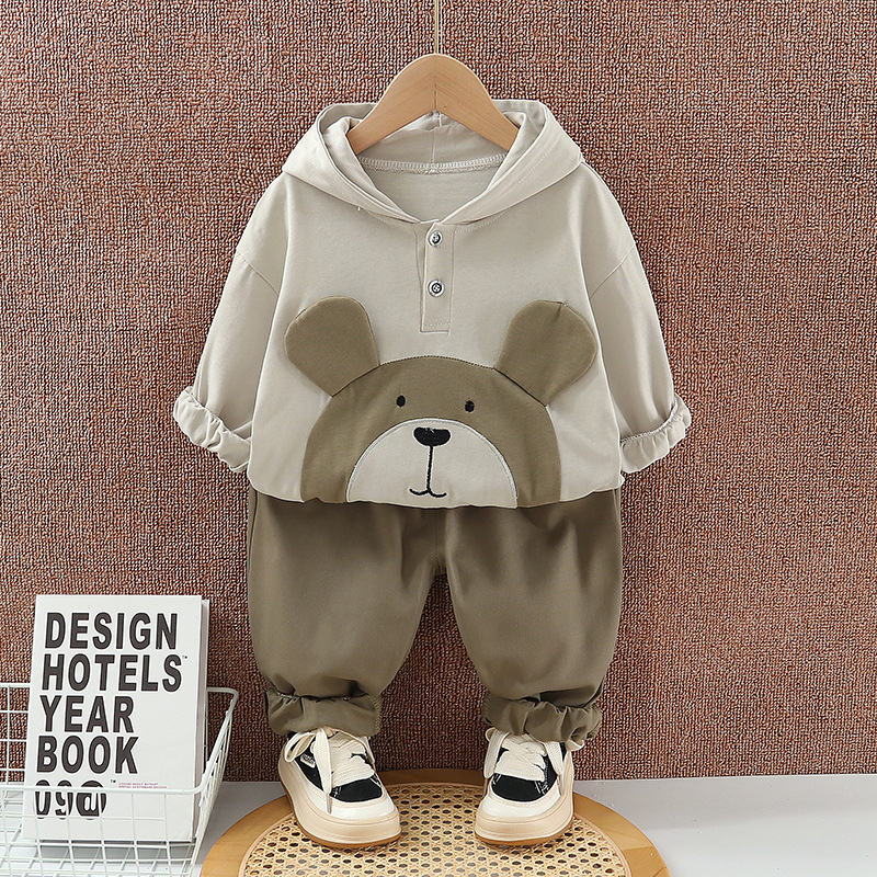 Boys Autumn Clothes suit 2024 New Children's Spring and Autumn Clothes Handsome Children's Clothes Baby Hooded Long Sleeve Two-piece Set