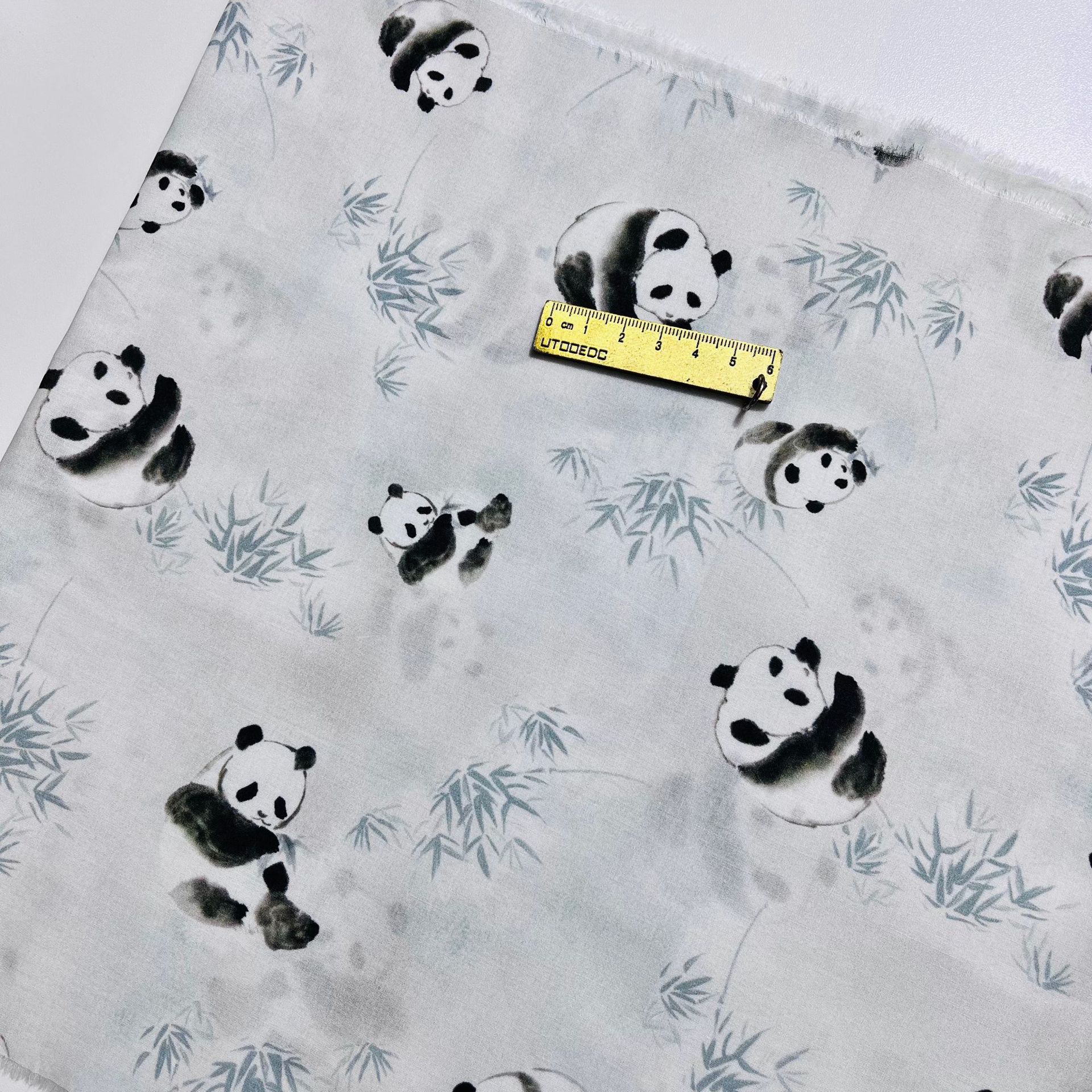 Picture of 100% Cotton 60-Count Digitally Printed Fabric with Cartoon Panda Pattern for Bags, Home Wear, Dresses, and Shirts
