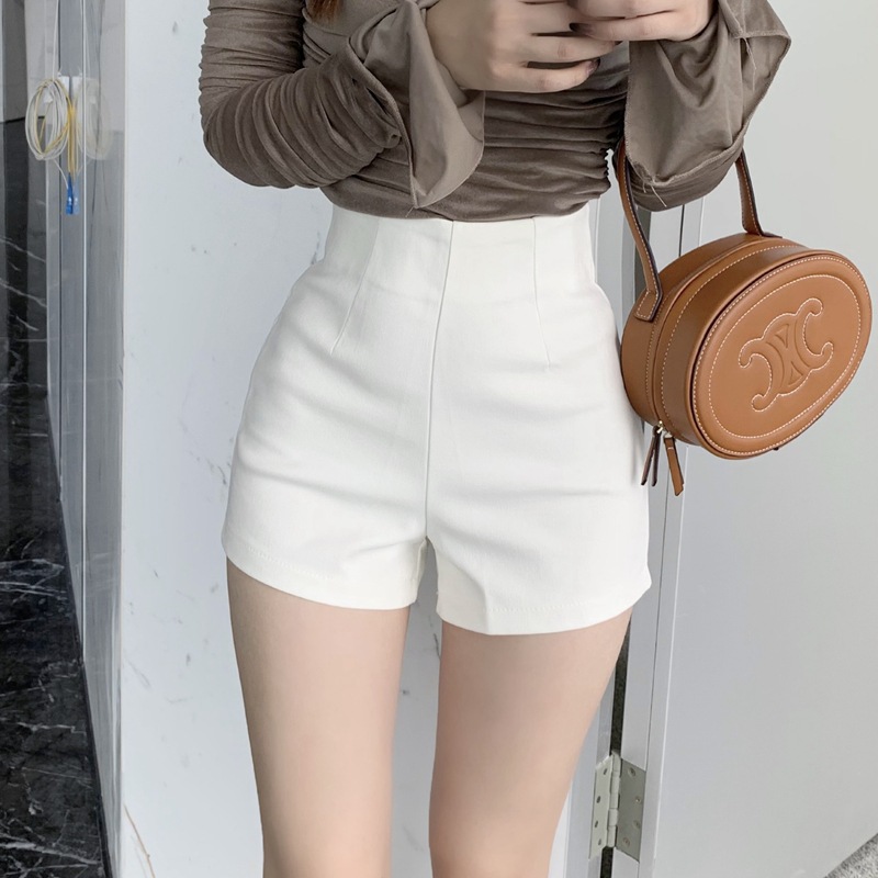 Outfit White Shorts Women's Summer Thin Slim-fit Leggings Tight Hot Pants Slimming High Waist Spice Girls Super Short Pants