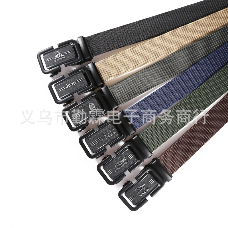 Men's belt wholesale toothless automatic buckle belt military training outdoor belt toothless automatic buckle woven canvas