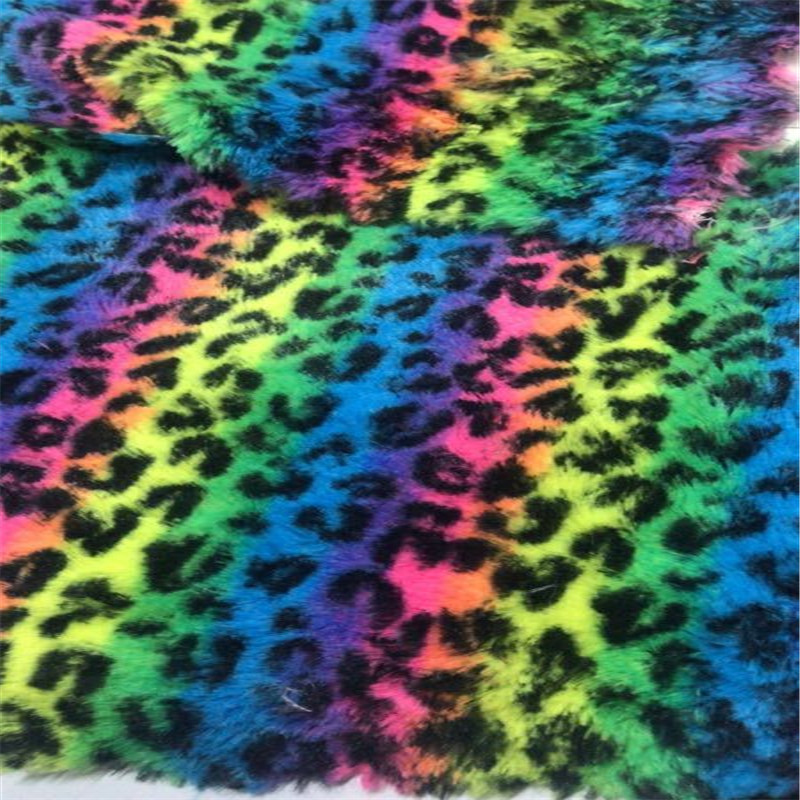 Factory in stock color PVC velvet leopard print rainbow printing toy craft shoe material