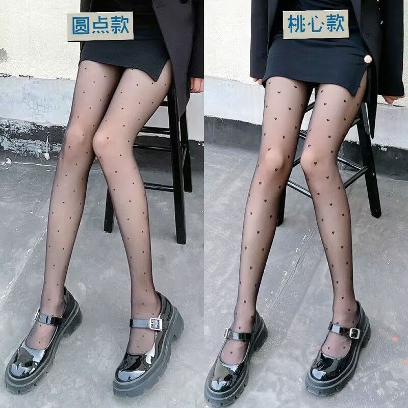 Love white stockings for women spring/summer thin sweet bow White pantyhose Lolita round polka dot jk black silk