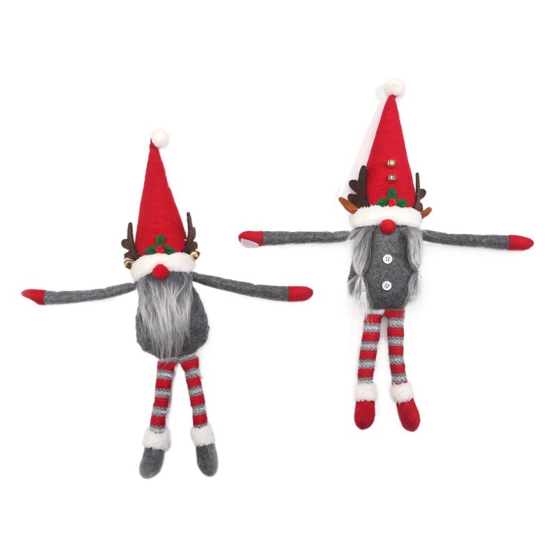 Amazon Christmas Decoration Felt Doll Curtain Buckle Curtain Holding Long Legs Faceless Old Man Doll Christmas Supplies