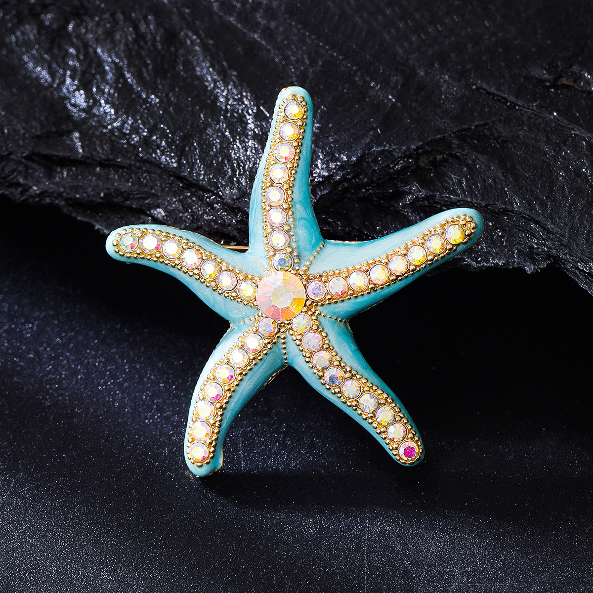 High-End Enamel Starfish Brooch for Women's Summer Clothing, Men's Hat Decorative Pin, Metal Accessible Luxury Accessories Pendant