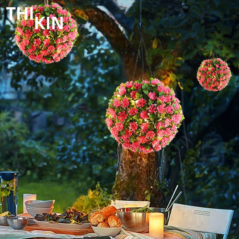 Picture of Cross-Border Solar Led Flower Ball Lamp Outdoor Courtyard House Camping Waterproof Hanging Imitation Plant Flower Landscape Lamp