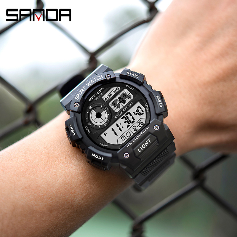 Sanda Popular Sports Waterproof Multi-Function Luminous Single Display Digital Watch Outdoor Mountaineering Sports Large Dial Watch