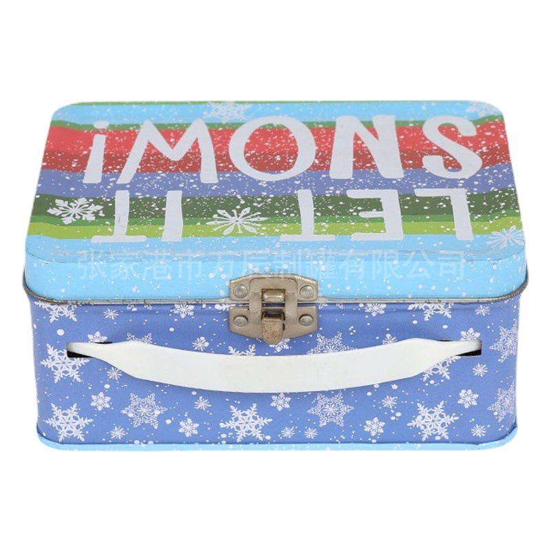 Supply Metal Box Rectangular Jewelry with Lock Christmas Candy Satchel Tinplate Metal Box Manufacturer Wholesale