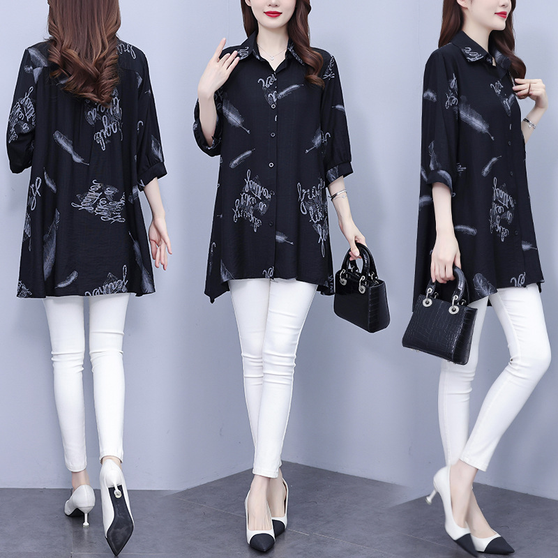 Picture of plus size Women's 2025 Summer Short-sleeved New Fashion Stylish Small Shirt Printed Shirt Elegant Top Shirt