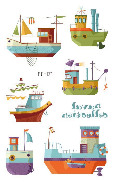 Picture of Children's Cartoon Transport tattoo Paper stickers Aircraft Ship Train Track Creative tattoo stickers