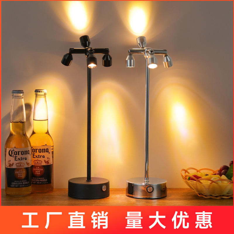 Bar atmosphere table lamp, clear bar table lamp, restaurant charging night light, double-headed high rod nail booth