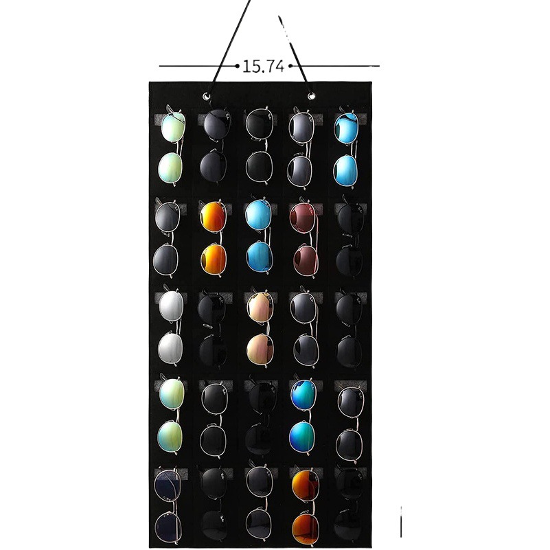 Sunglasses Storage Bag Sunglasses Display Box Felt Storage Hanging Bag Glasses Finishing Bag Wall Hanging Multi-compartment Classification Bag
